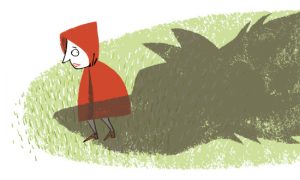 illustration Red Riding Hood and wolf