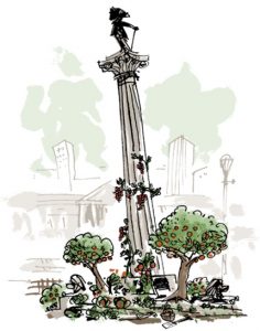 Nelson's column with garden