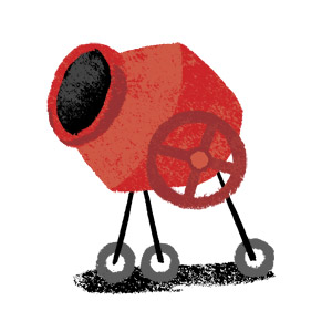 Illustration of a cement mixer