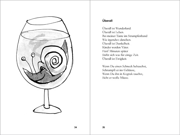 illustration snail in cognac glass